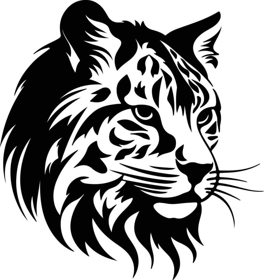 graceful Black silhouette of wild cat head vector