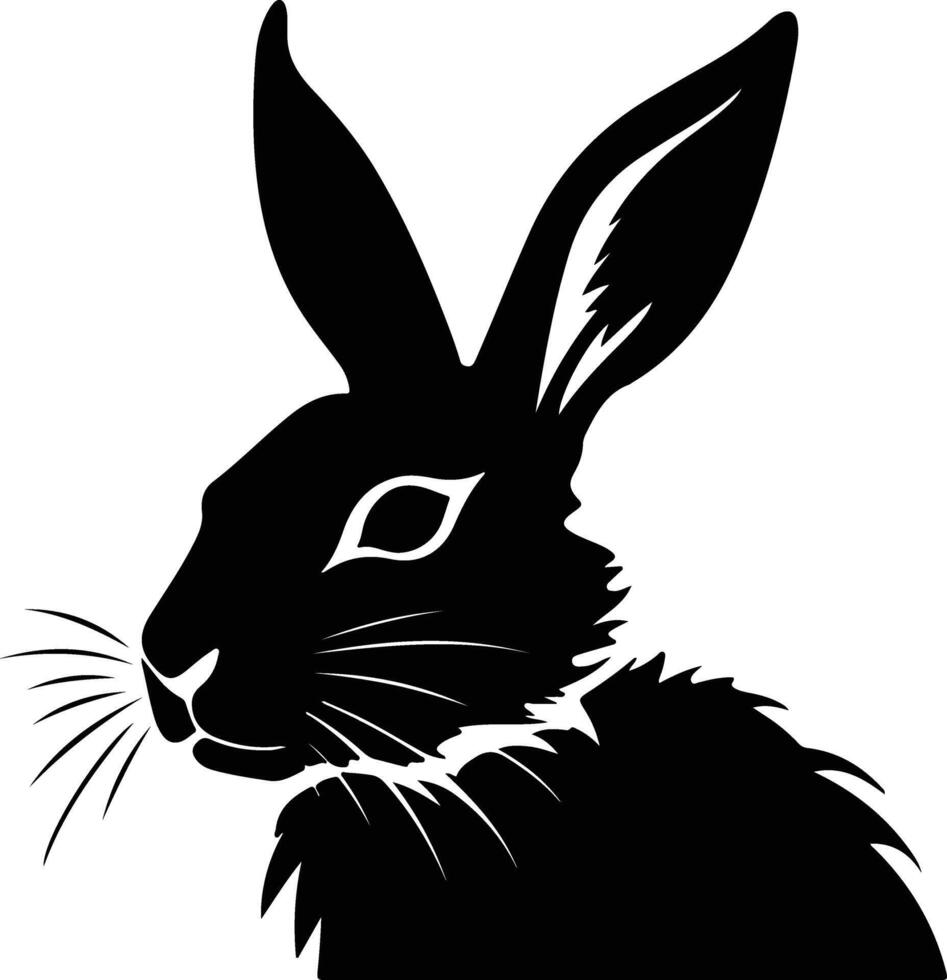 adorable Black silhouette of rabbit head vector