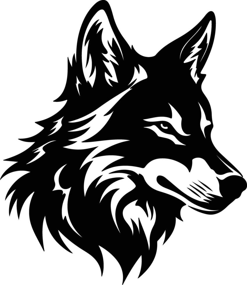 captivating Black silhouette of tundra wolf head vector