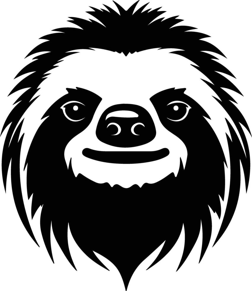 enchanting Black silhouette of three-toed sloth head vector
