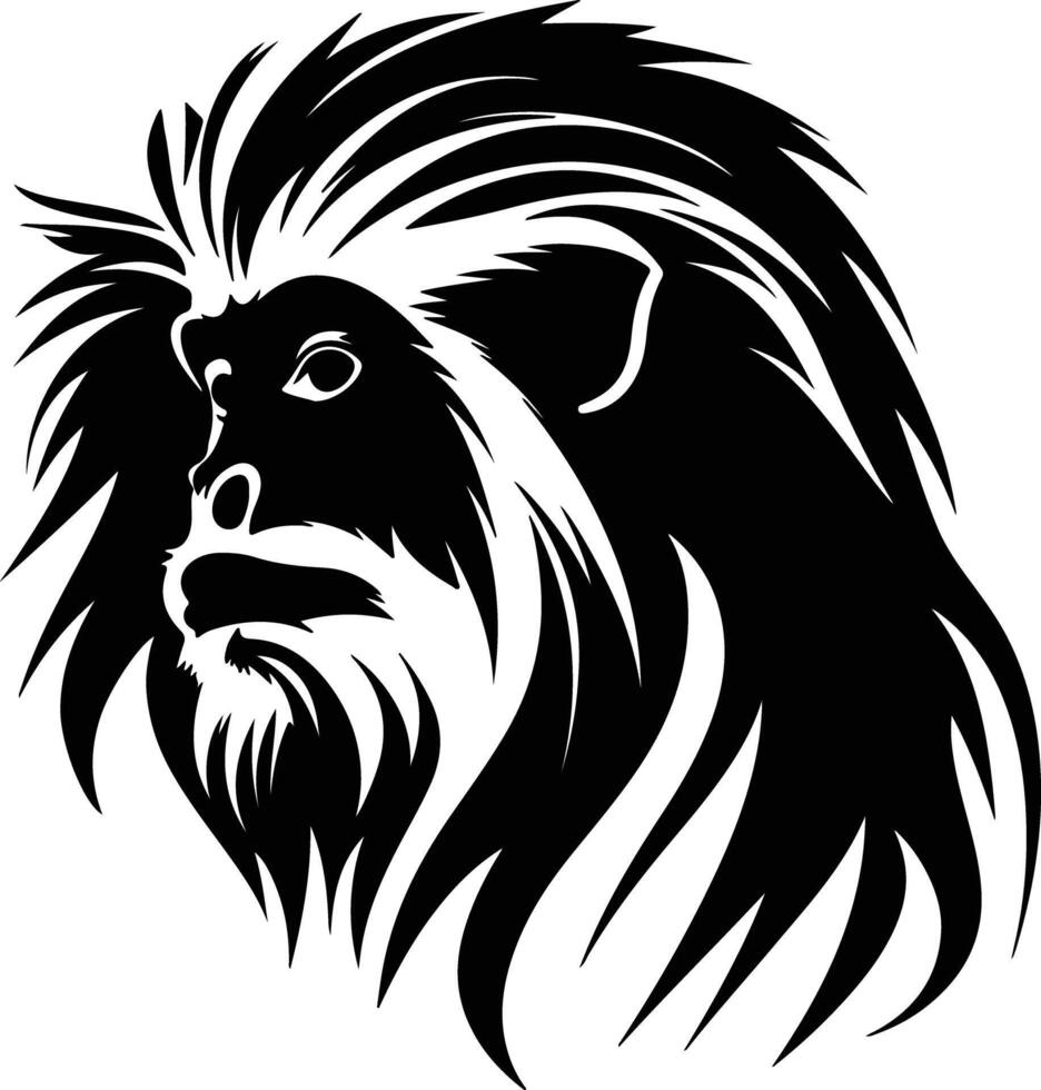 radiant Black silhouette of tamarin head vector