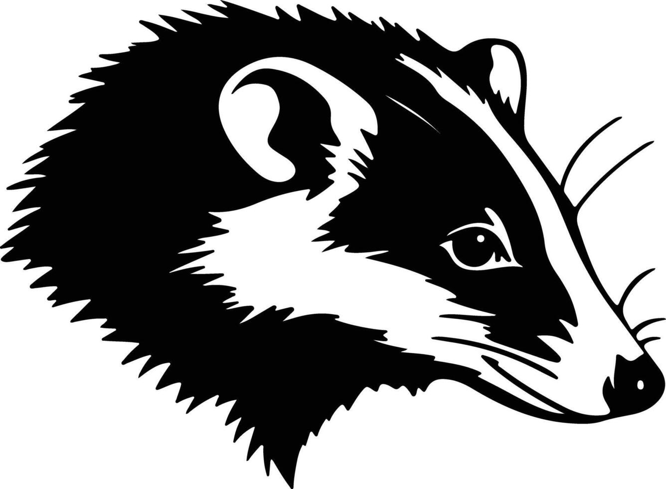 sweet Black silhouette of Virginia opossum head vector