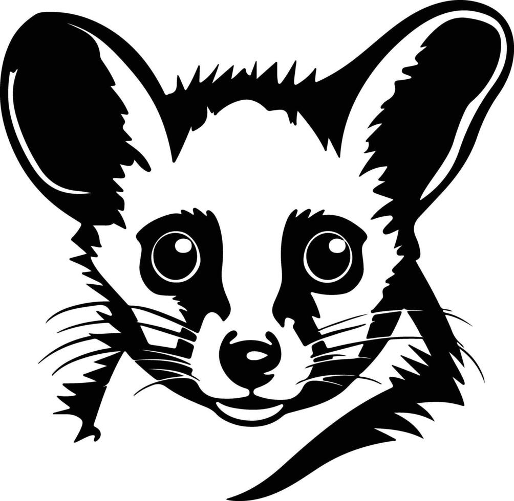 enchanting Black silhouette of ringtail possum head vector
