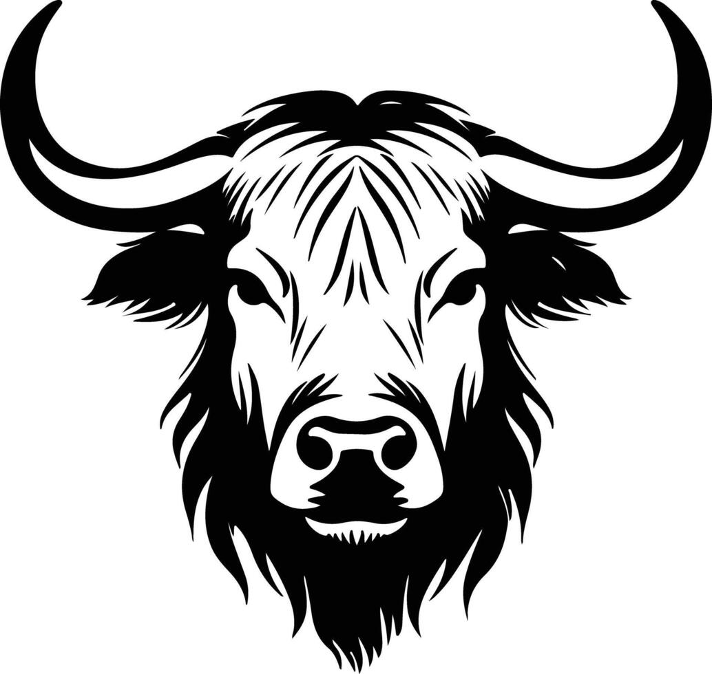 lovely Black silhouette of yak head vector
