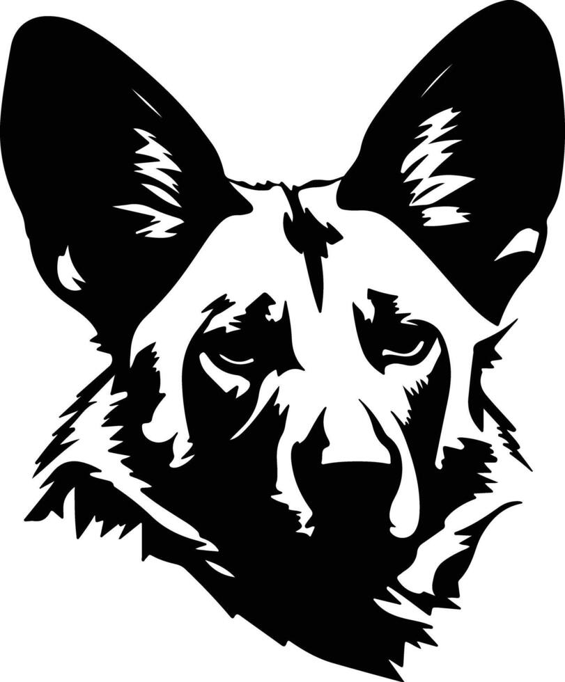 charming Black silhouette of wild dog head vector