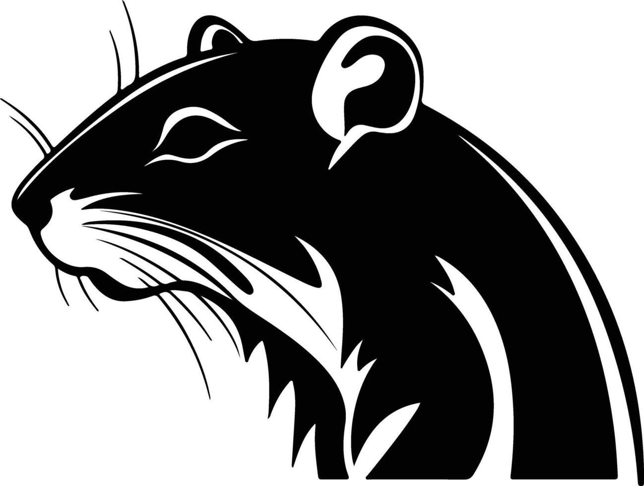 sweet Black silhouette of rodent head vector