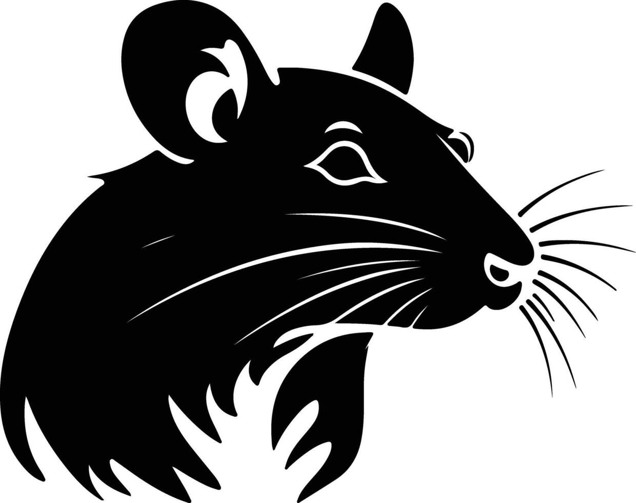 cuddly Black silhouette of rat head vector