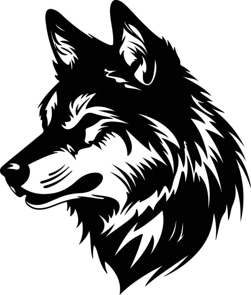 precious Black silhouette of tundra wolf head vector