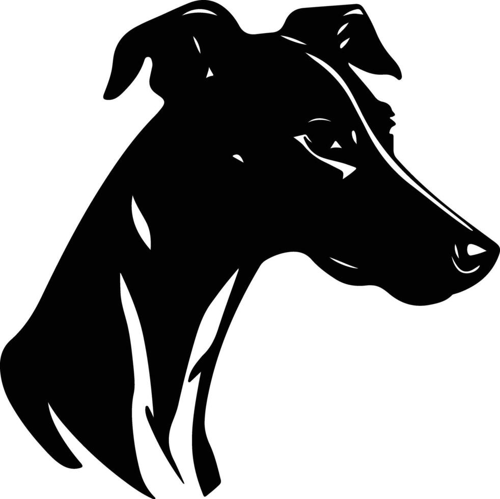 cuddly Black silhouette of whippet head vector