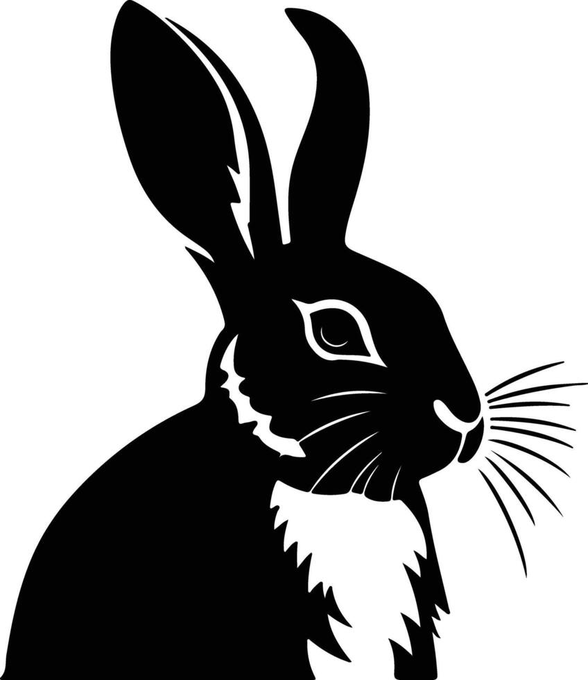 winsome Black silhouette of rabbit head vector