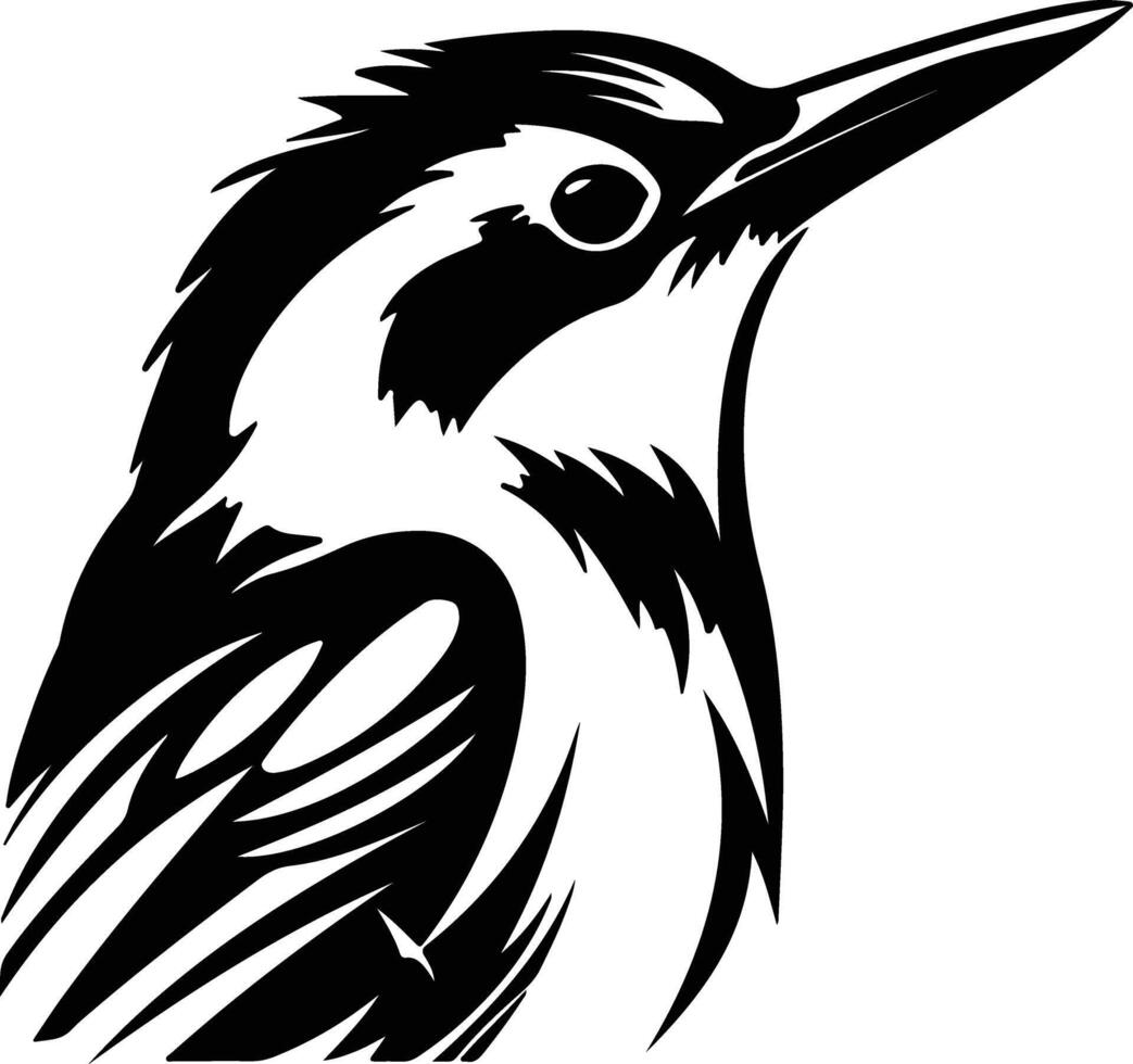 sweet Black silhouette of white-breasted nuthatch head vector