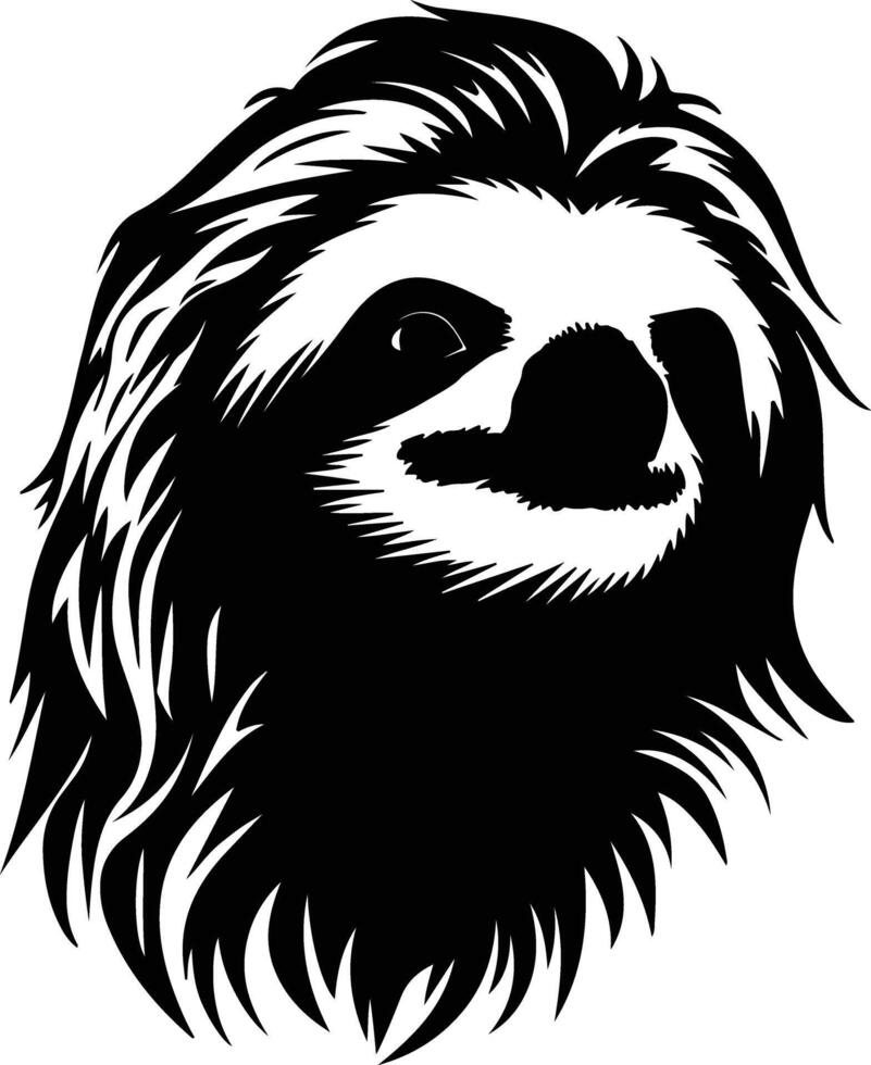 radiant Black silhouette of three-toed sloth head vector