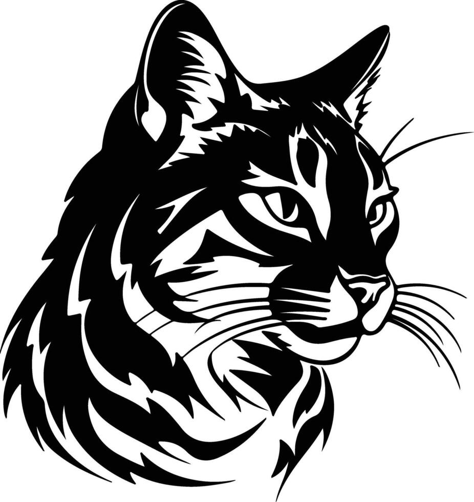 enchanting Black silhouette of wild cat head vector