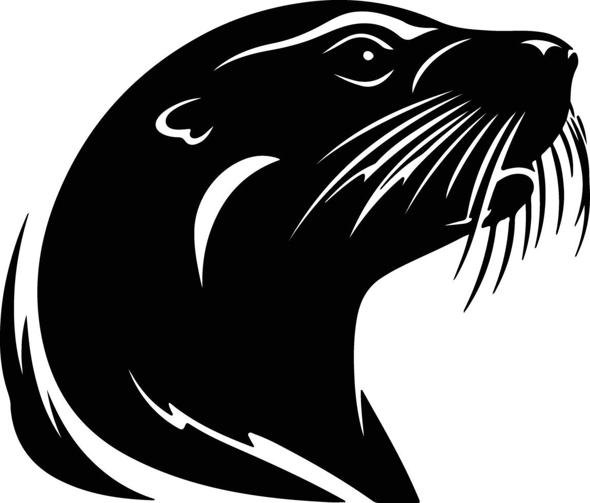 captivating Black silhouette of sealion head vector