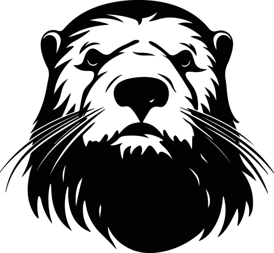 lovely Black silhouette of sea otter head vector
