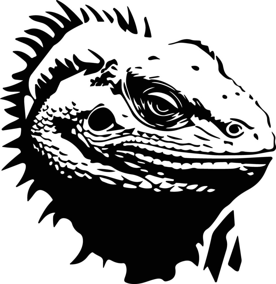 graceful Black silhouette of tuatara head vector