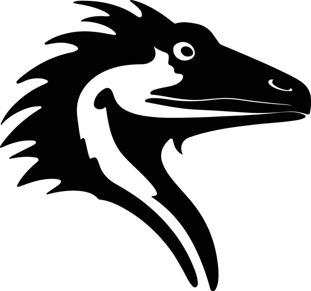cuddly Black silhouette of Troodon head vector