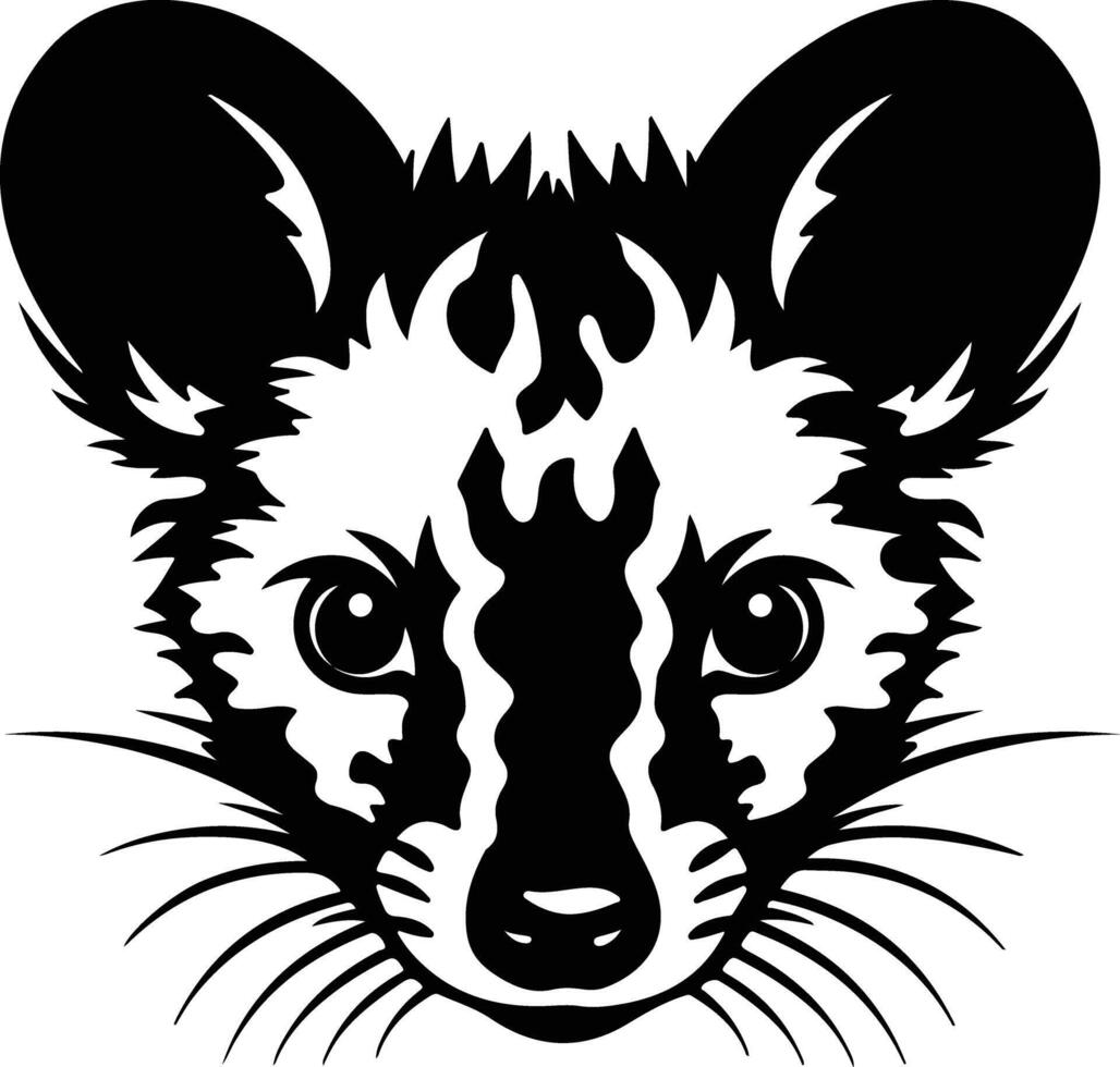 endearing Black silhouette of quoll head vector