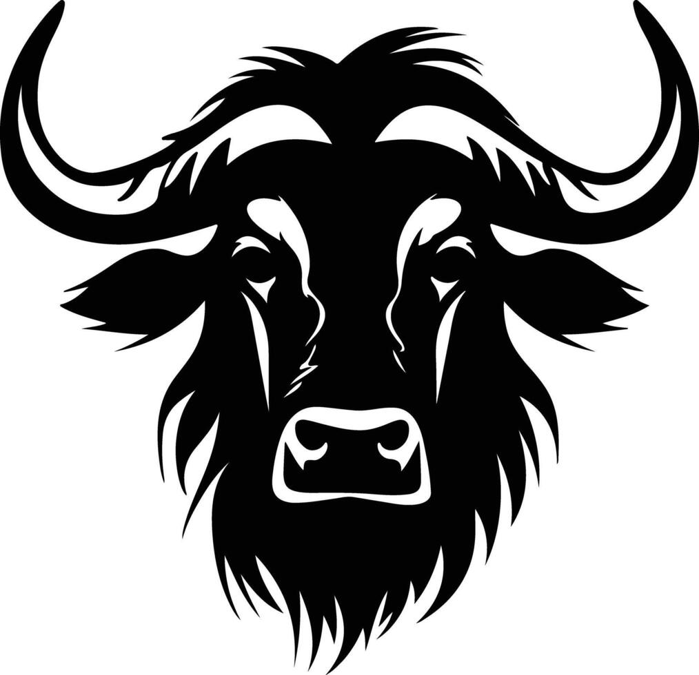 radiant Black silhouette of wildebeest head vector