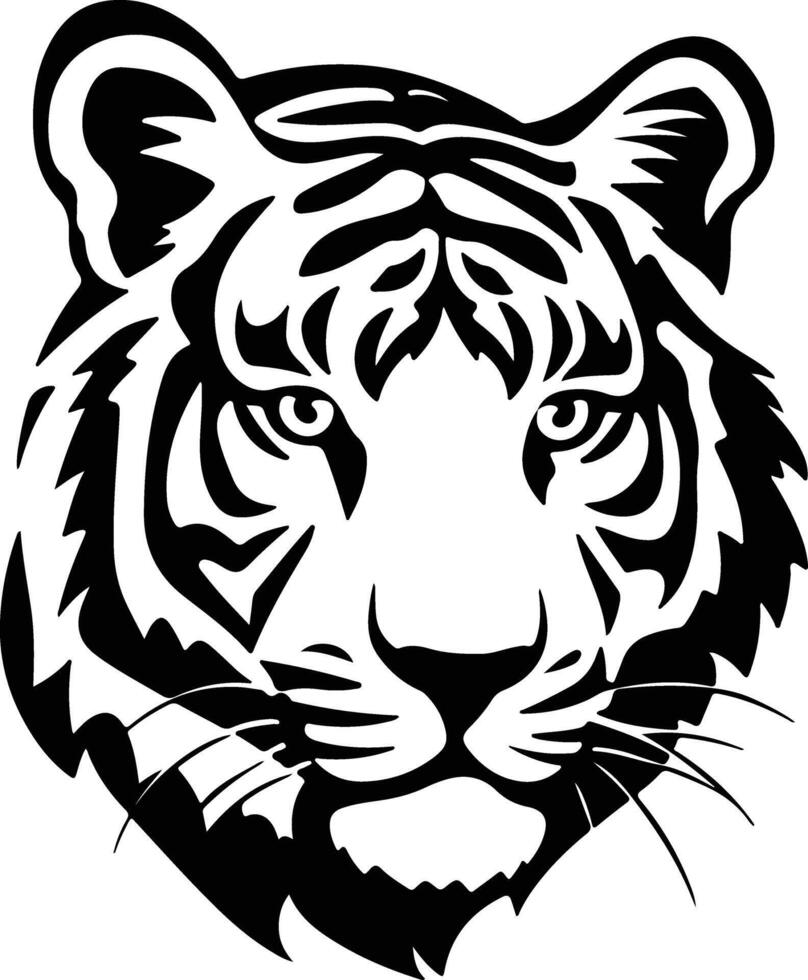 captivating Black silhouette of white Bengal tiger head vector