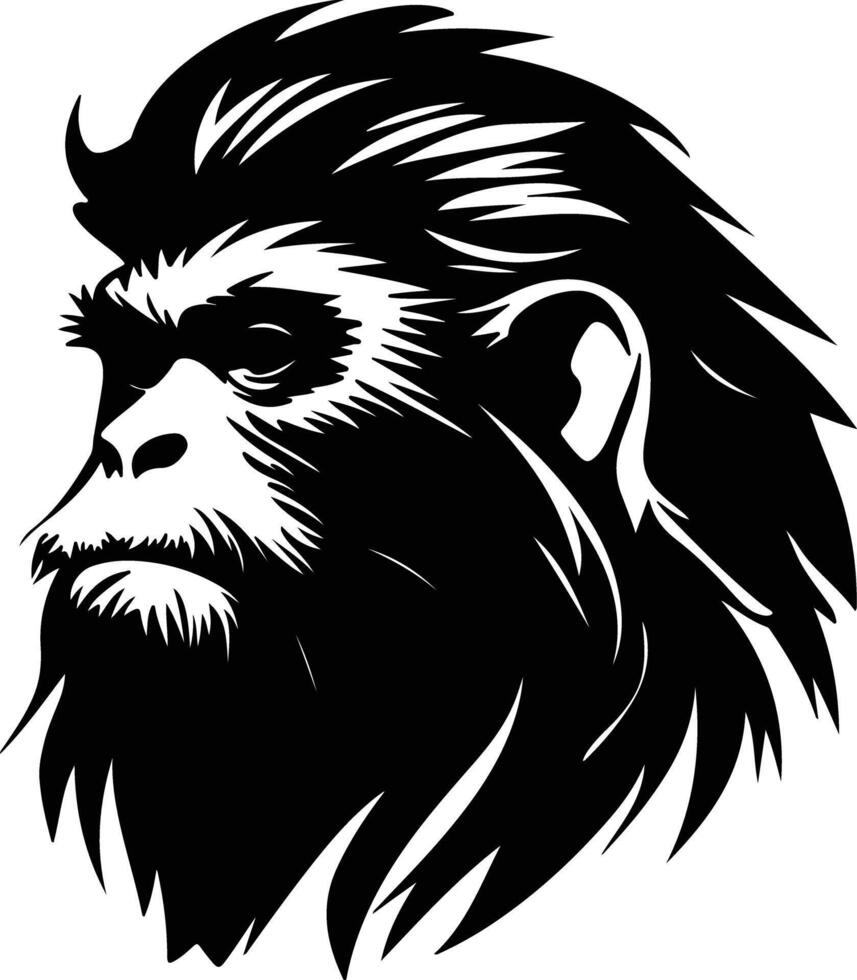 graceful Black silhouette of tamarin head vector