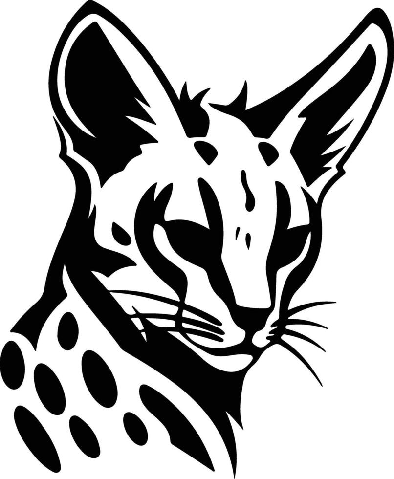angelic Black silhouette of serval head vector