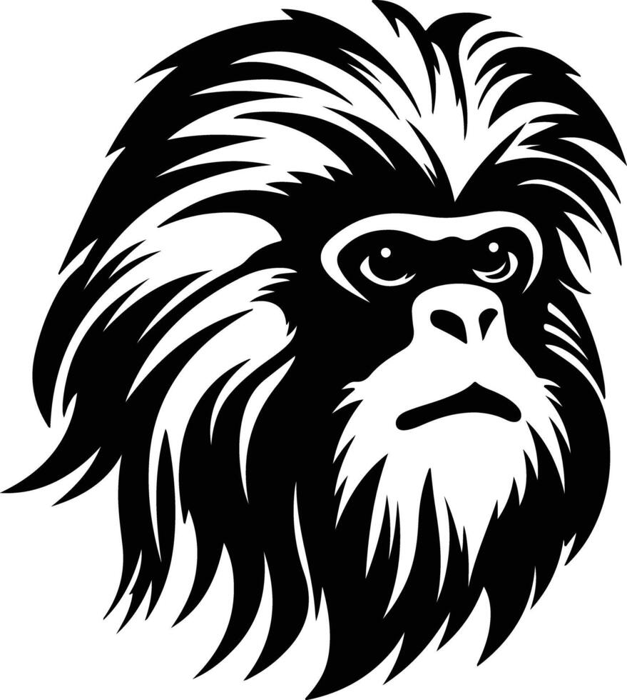 sweet Black silhouette of tamarin head vector