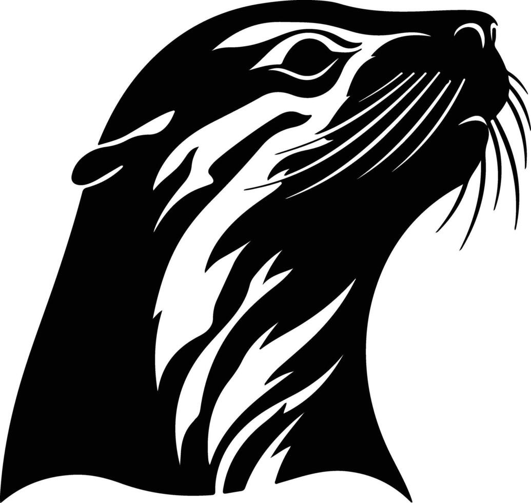 enchanting Black silhouette of sealion head vector
