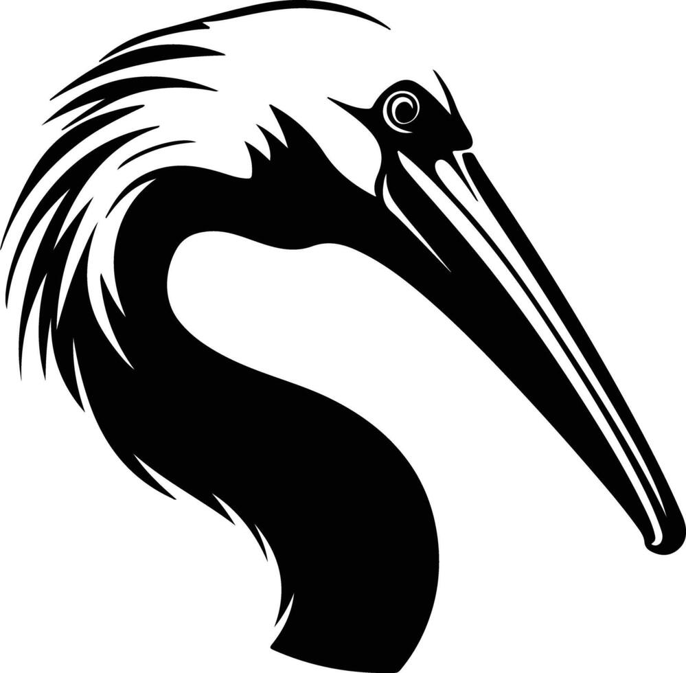 adorable Black silhouette of white pelican head vector