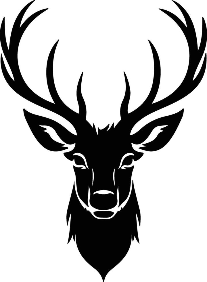 enchanting Black silhouette of reindeer head vector