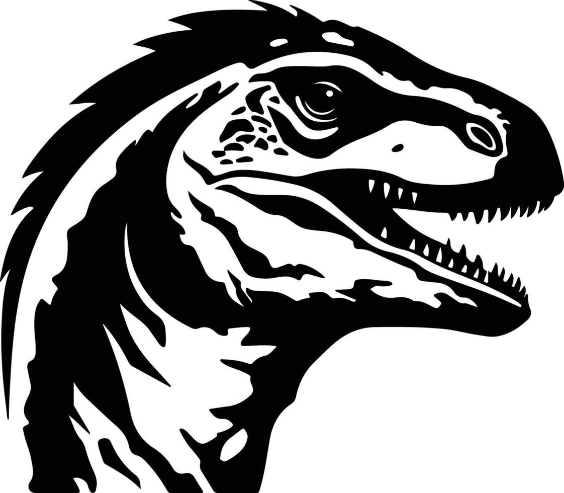 captivating Black silhouette of Utahraptor head vector