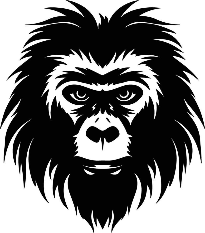 captivating Black silhouette of siamang head vector