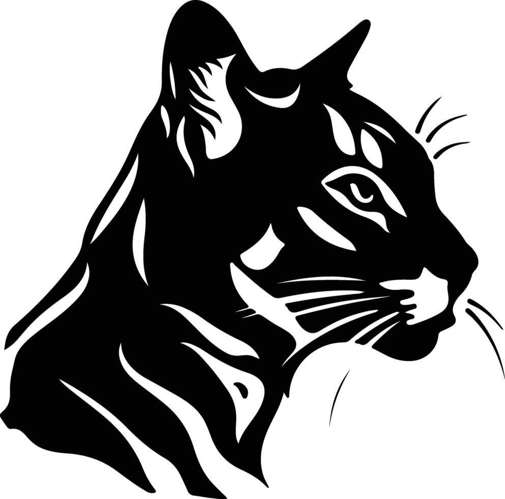charming Black silhouette of wild cat head vector