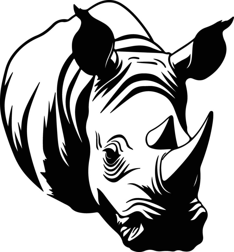cuddly Black silhouette of rhino head vector