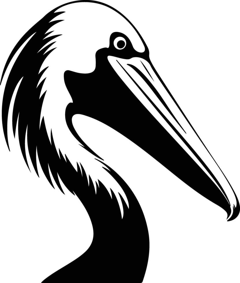 sweet Black silhouette of white pelican head vector