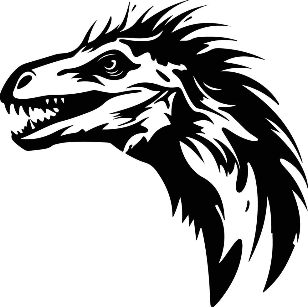 heavenly Black silhouette of Troodon head vector