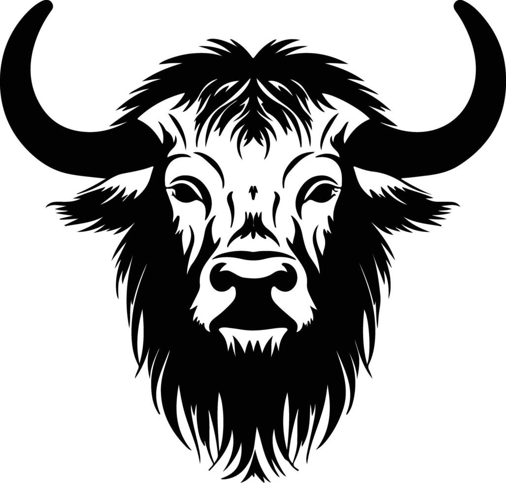 adorable Black silhouette of yak head vector
