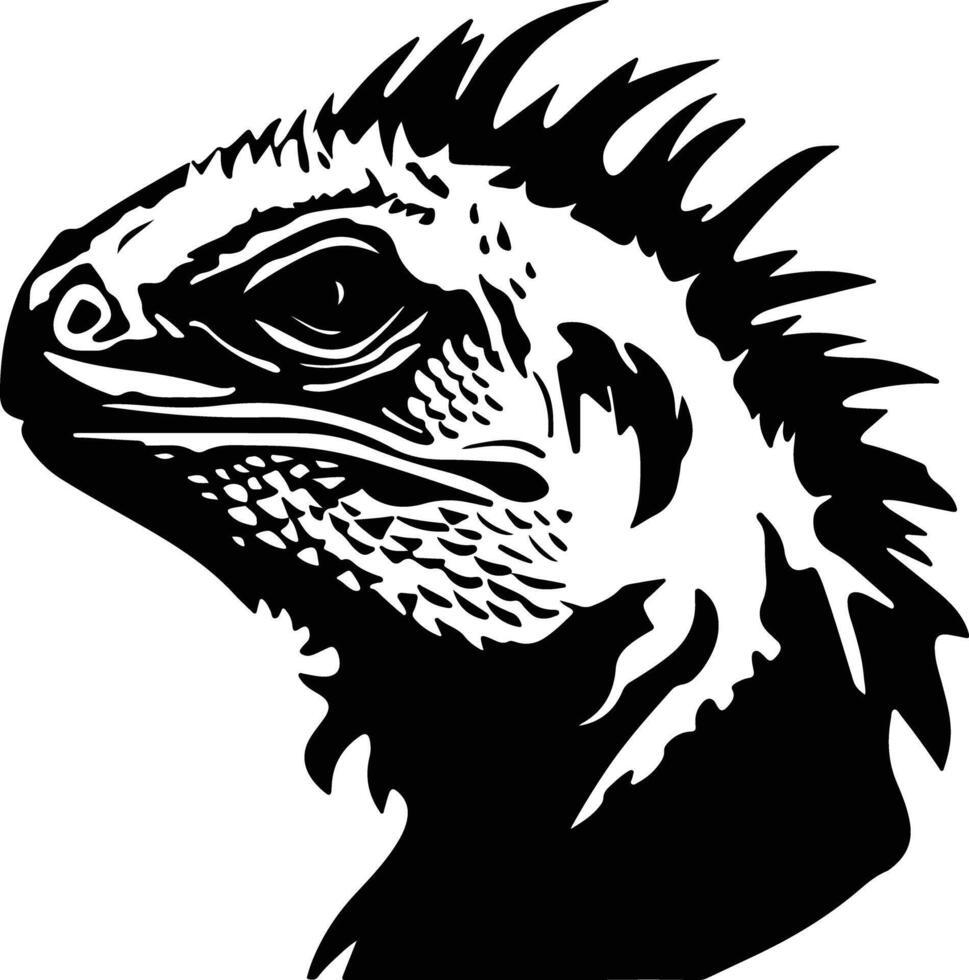 precious Black silhouette of tuatara head vector