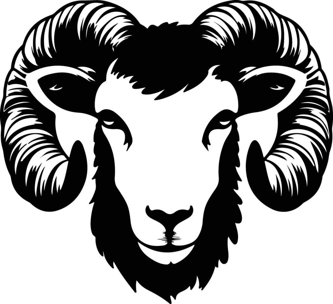 Black silhouette of sheep head vector
