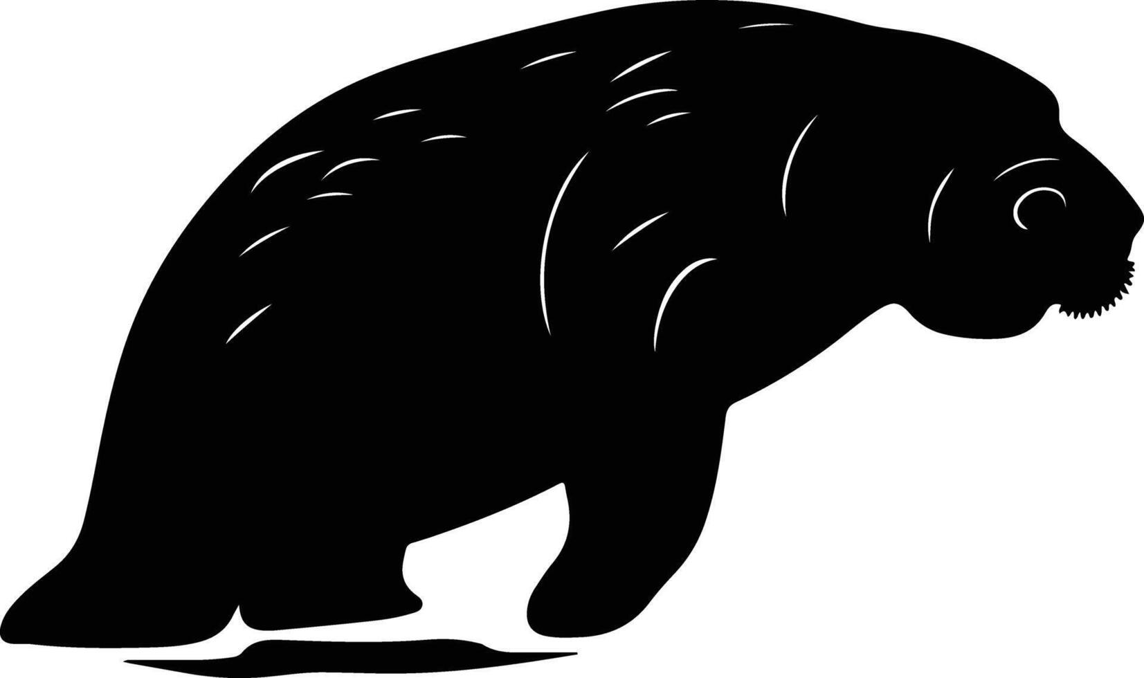 lovely Black silhouette of sea cow head vector