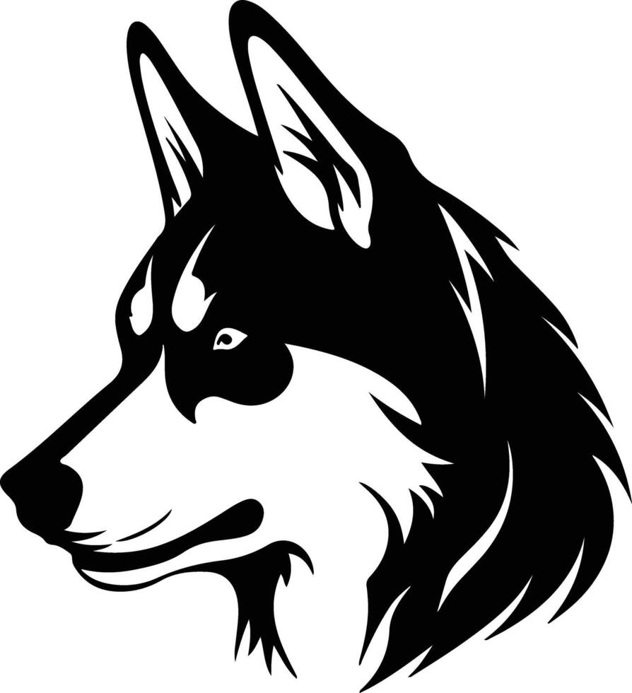 graceful Black silhouette of Siberian husky head vector