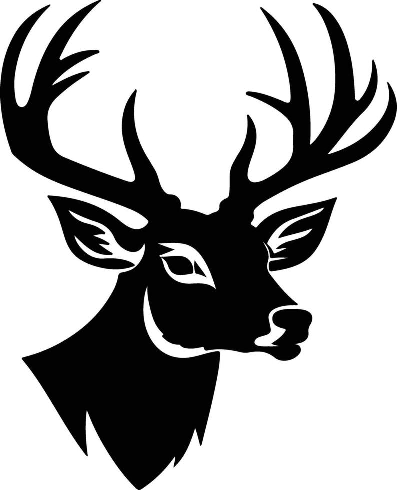 winsome Black silhouette of white-tailed deer head vector