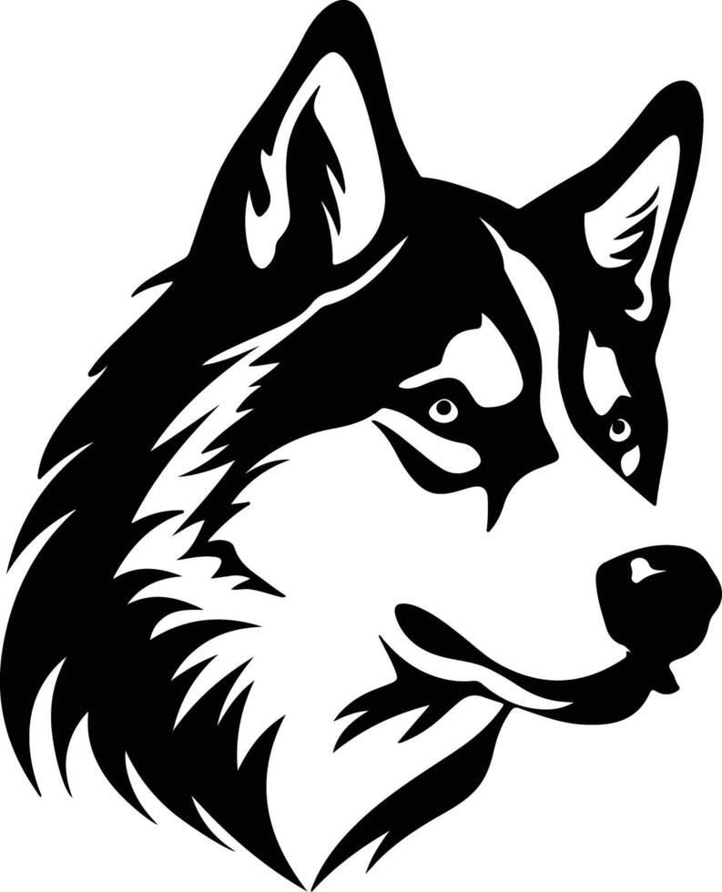 endearing Black silhouette of Siberian husky head vector