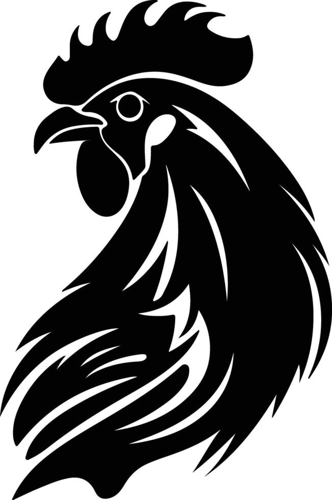 captivating Black silhouette of rooster head vector