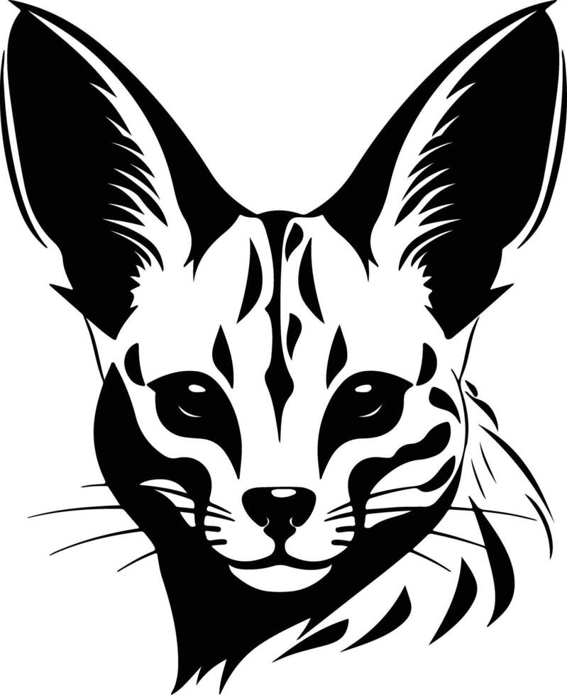 enchanting Black silhouette of serval head vector