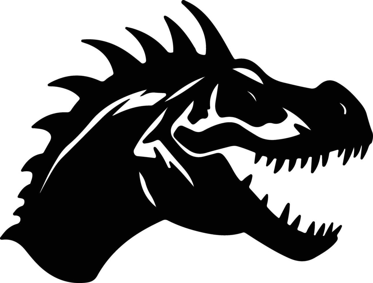 captivating Black silhouette of Trachodon head vector