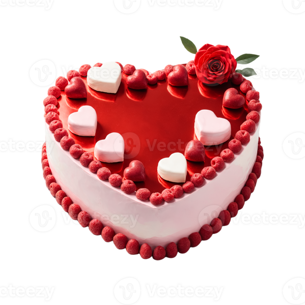 Delicious and beautifully heart shaped cake with roses. png