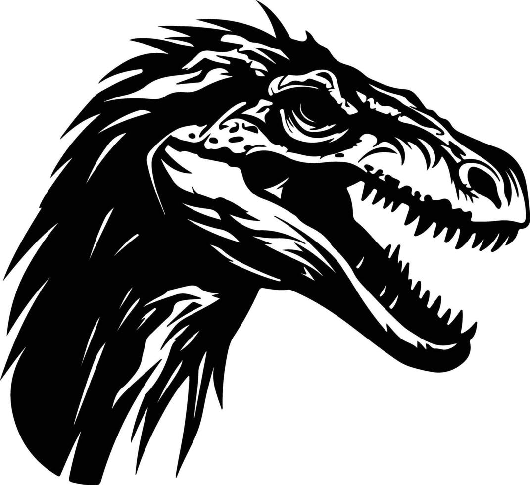 precious Black silhouette of Utahraptor head vector