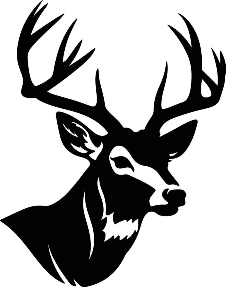 Black silhouette of white-tailed deer head vector
