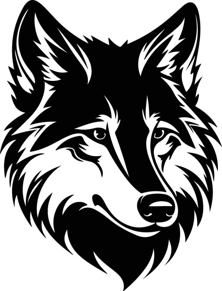 winsome Black silhouette of wolf head vector